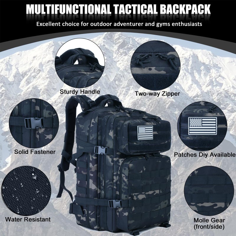 Createy 45L Military Tactical Backpack, Large Army 3 Day Assault Pack Molle Bag - Image 2