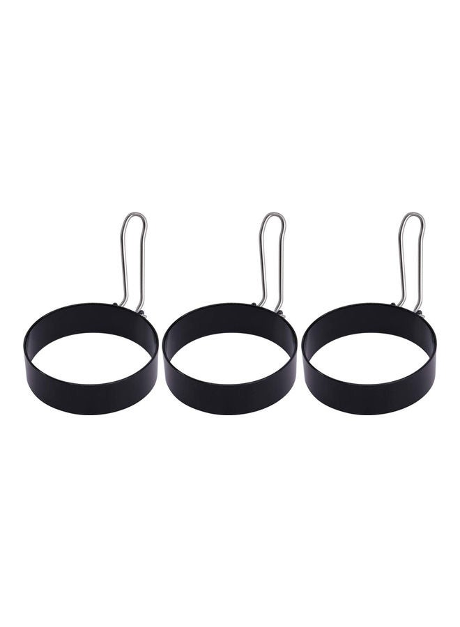 NIBEMINENT 3-Piece Egg Cooker Ring Set Black/Silver  - Image 1