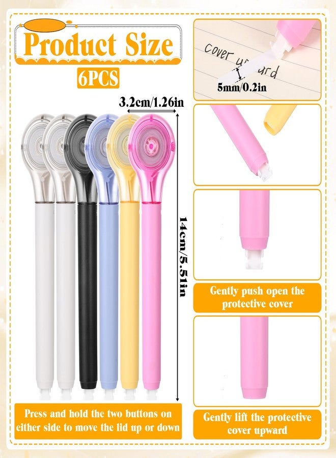 Bruislard 6 Pcs Correction Tape Pen Push-pull Protective Cover Comfortable Pen Shape Instant Applicator(Correct Tape Core Size 1/5 X 236 Inch) - Image 2