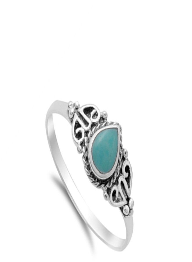 Sac Silver خاتم موضة فينتاج سلتيك مزيف من الفيروز جديد .925 فضة استرلينية مقاس 3 - Image 3