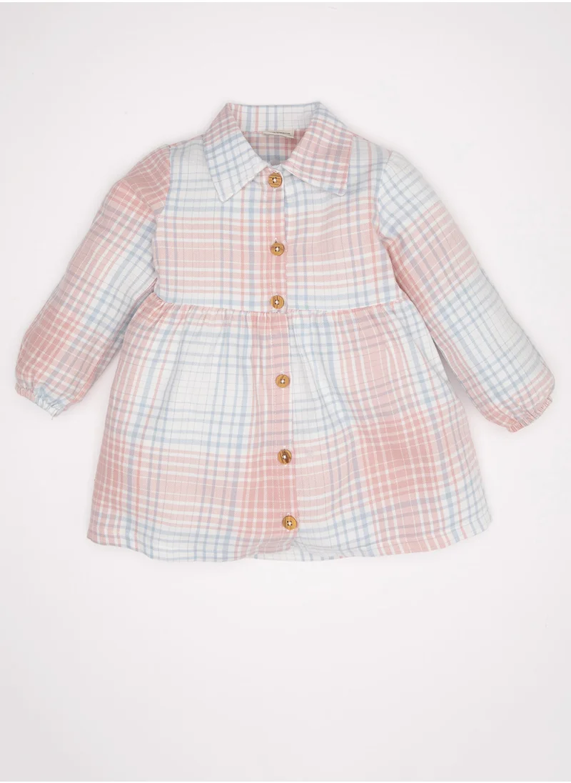 DeFacto Plaid Long Sleeve Button-Up Flannel Dress