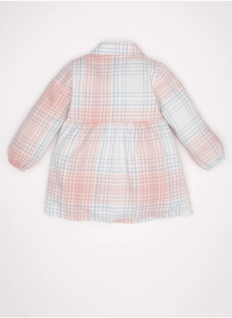 ديفاكتو Plaid Long Sleeve Button-Up Flannel Dress