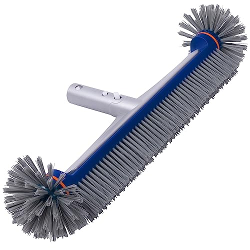 POOLAZA POOLAZA 360 Degree Pool Brush  Heavy Duty Premium Bristle  Aluminum Handle for Inground  AboveGround Pools 