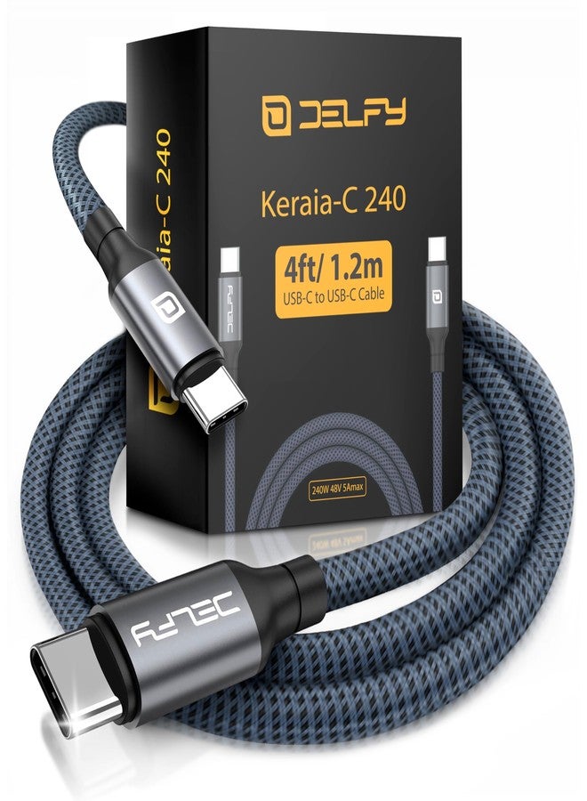 Delfy Braided Heavy Duty USB-C to USB-C Cables, 240W Fast Charging for iPhone 15/15 Pro Max /16 Pro Max 16/17 Pro Max / 17 Air, iPad Pro, MacBook Pro and Air, Samsung Galaxy, Android Devices (4ft) - Image 1