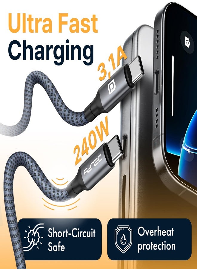 Delfy Braided Heavy Duty USB-C to USB-C Cables, 240W Fast Charging for iPhone 15/15 Pro Max /16 Pro Max 16/17 Pro Max / 17 Air, iPad Pro, MacBook Pro and Air, Samsung Galaxy, Android Devices (4ft) - Image 2