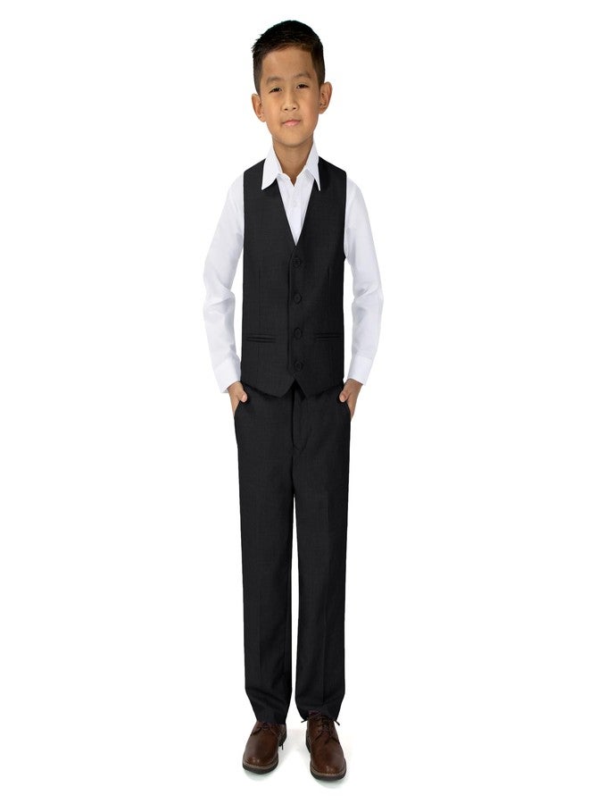 Spring Notion Big Boys' 2-Piece Vest Suit Set Black 2 Vest and Pants - Image 1