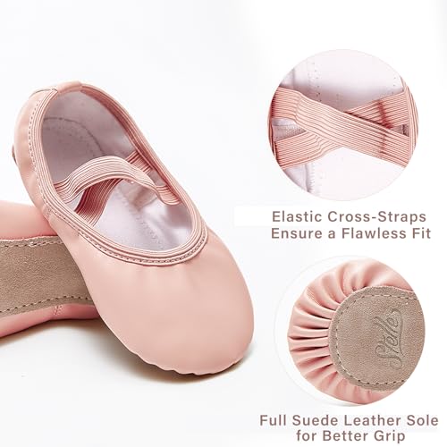 Stelle Ballet Shoes for Girls Toddler Dance Slippers Soft Leather Ballerina Boys Shoes for Toddler/Little Kid/Big Kid/Women(Ballet Pink, 10MT) - Image 4