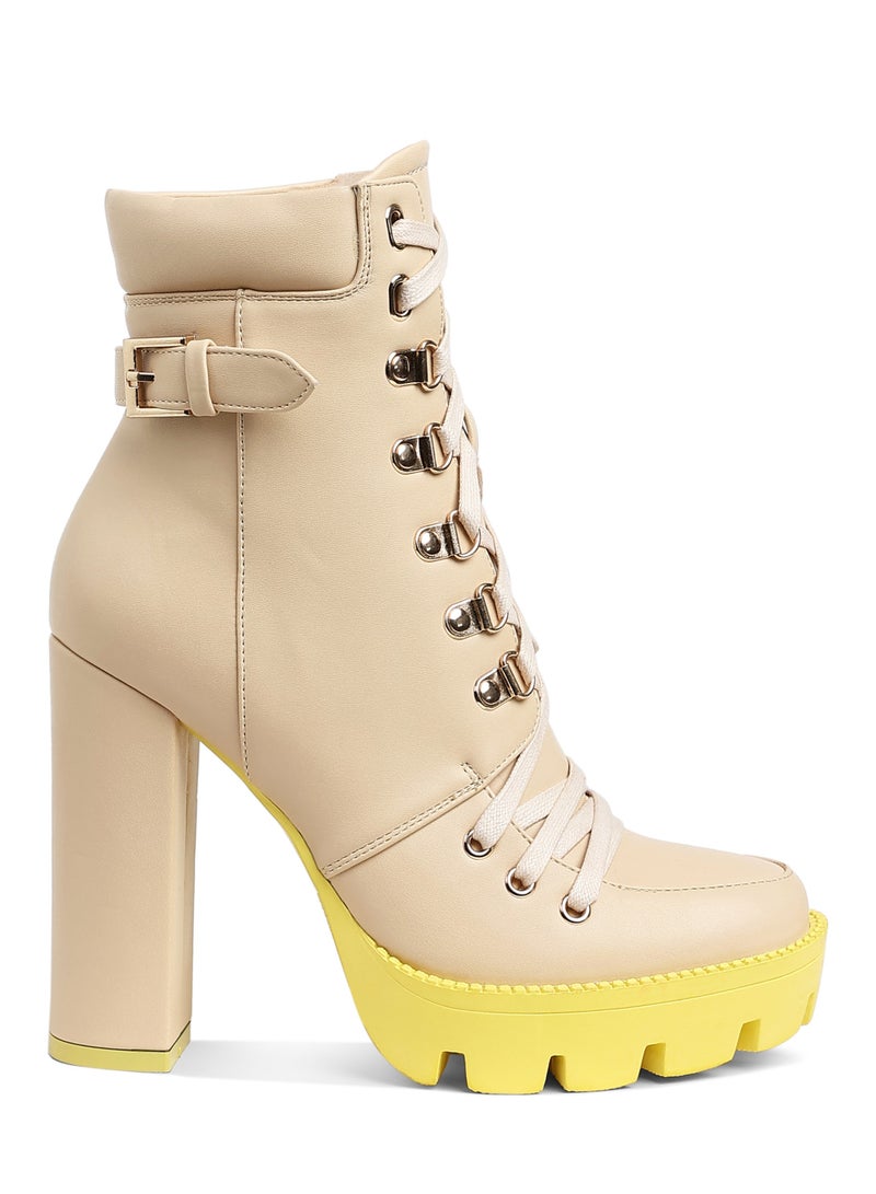 London Rag Cushion Collared Biker Boot in Beige - Image 1