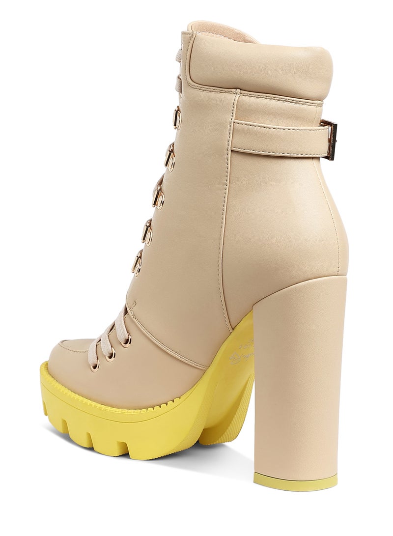 London Rag Cushion Collared Biker Boot in Beige - Image 3