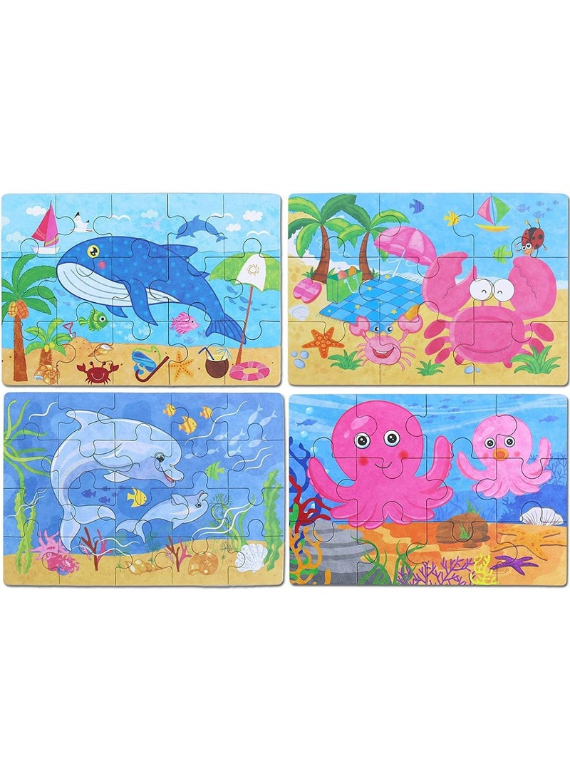 Jigsaw Puzzles Toy in a Box for Kids, Pack of 4 with Varying Degree of Difficulty Educational Learning Tool Best Birthday Present for Boys Girls