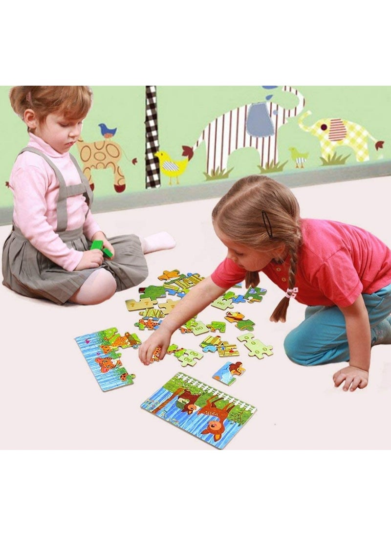 Jigsaw Puzzles Toy in a Box for Kids, Pack of 4 with Varying Degree of Difficulty Educational Learning Tool Best Birthday Present for Boys Girls