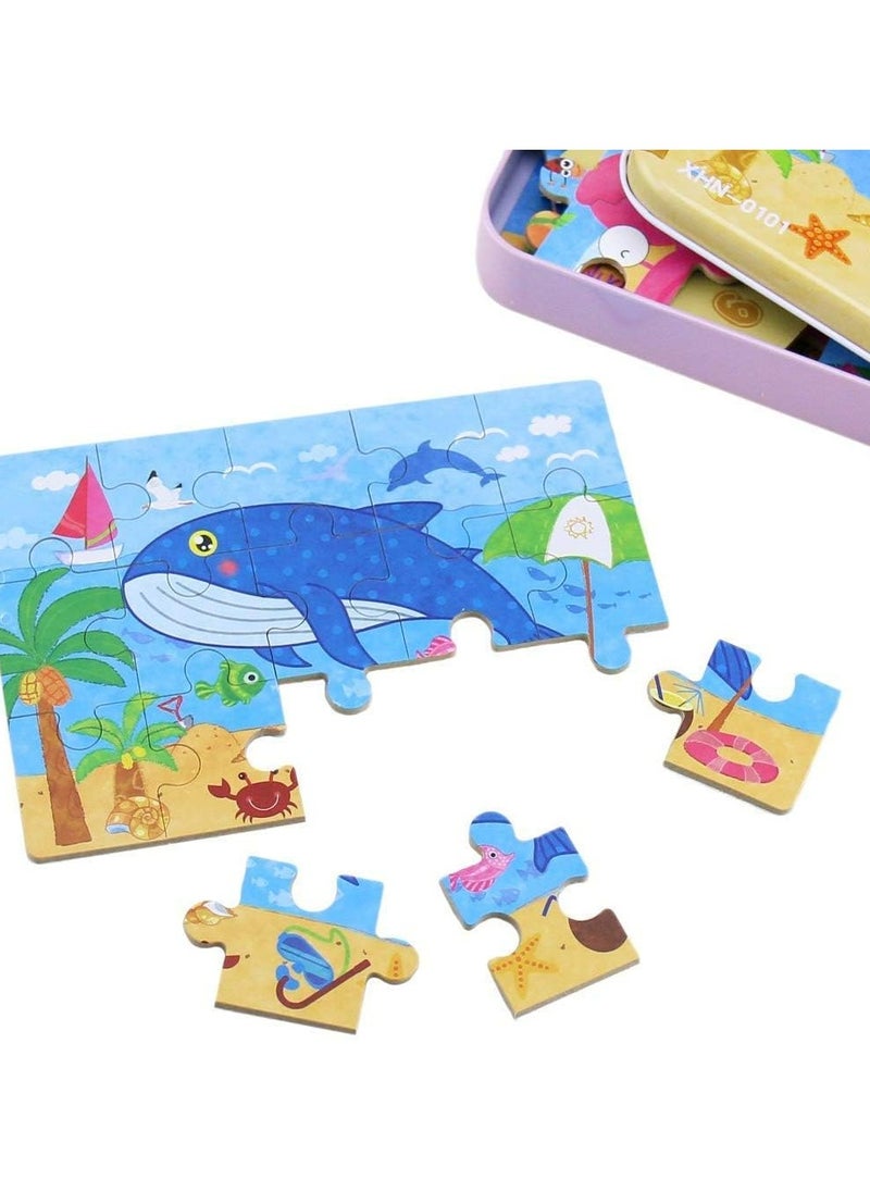 Jigsaw Puzzles Toy in a Box for Kids, Pack of 4 with Varying Degree of Difficulty Educational Learning Tool Best Birthday Present for Boys Girls
