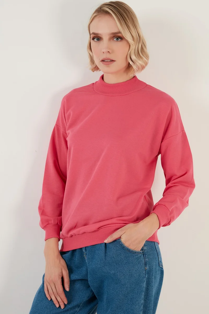 Lela High Collar Basic Knitted Sweat Women's Sweat 5863323