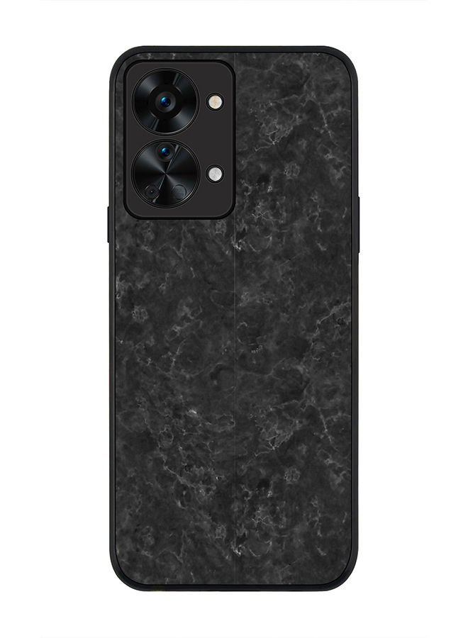 Stylizedd حافظة سوداء متينة لهاتف OnePlus Nord 2T، تصميم رفيع، حافظة مرنة بحواف مطاطية، مضادة للسقوط، غلاف TPU جل رقيق - نسيج رخام أسود - Image 1