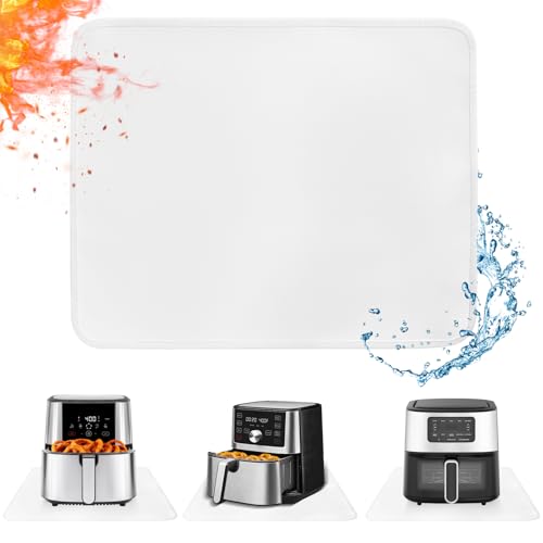 Amerbro Heat Resistant Mat for Air Fryer, 15 x 18in Heat Resistant Mat for Countertop, Fireproof Silicone Countertop Protector Appliance Slider for Air Fryer, Coffee Maker, Toaster, Oven (White) - Image 1