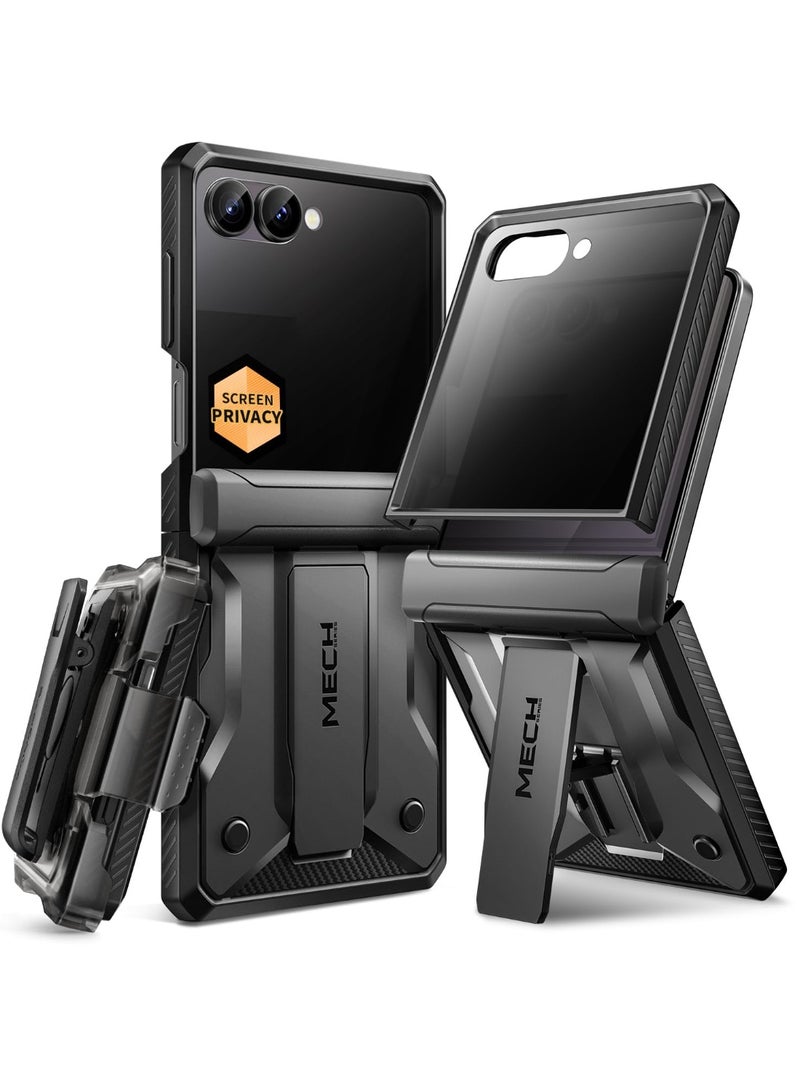 TONGATE for Z Flip 7 Phone Case with Privacy Screen Protector, [Stand & Belt-Clip] [Hinge Protection] [Anti-Slip], Drop-Proof Protective Phone Case for Samsung Galaxy Z Flip 7 5g 2025, Black - Image 1