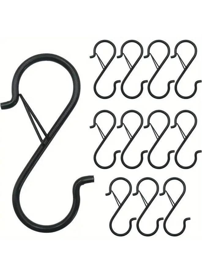 12 Packs Heavy Duty S Hooks With Safety Buckle For Hanging Plants Clothes Kitchen Utensils - Image 1