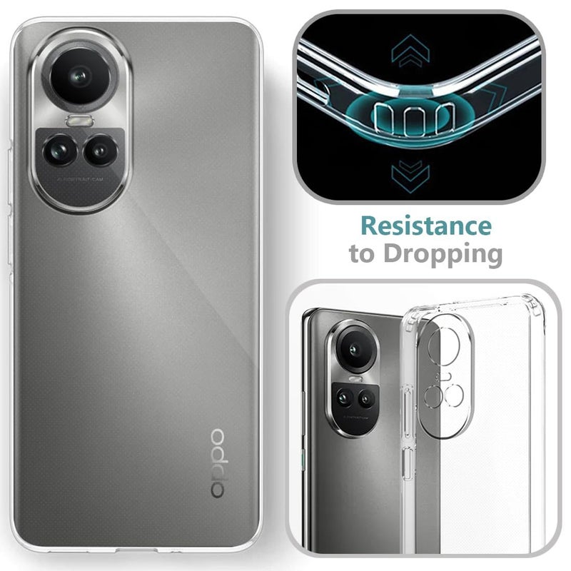 Nishtech غطاء خلفي شفاف هجين ناعم رفيع مضاد للغبار لجهاز أوبو رينو 10 5G مع حماية الكاميرا - Image 3