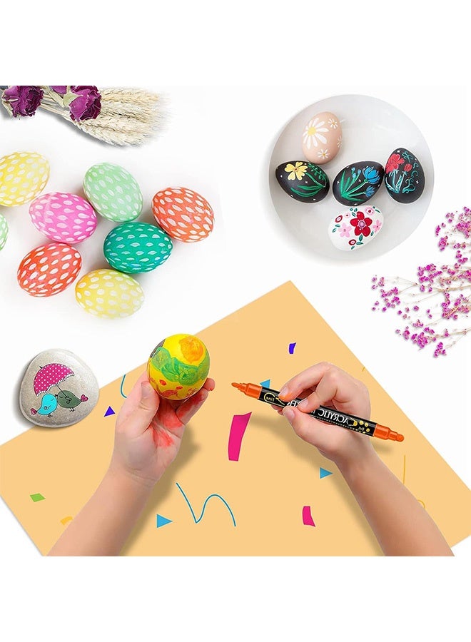 Quantum 24 PCS Acrylic Paint Pens Markers, Metallic Colors Dual Tip Acrylic Paint Markers, Dot Tip and Fine Tip Acrylic Paint Pens for Rock Painting DIY Crafts - Image 4