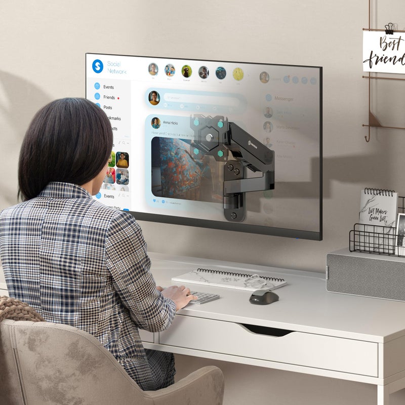 ONKRON حامل حائط لشاشة واحدة من ONKRON لشاشات 13-34 بوصة حتى 17.6 رطل - ذراع شاشة الغاز القابلة للتعديل لحامل التلفاز 75x75 و 100x100 VESA - Image 3