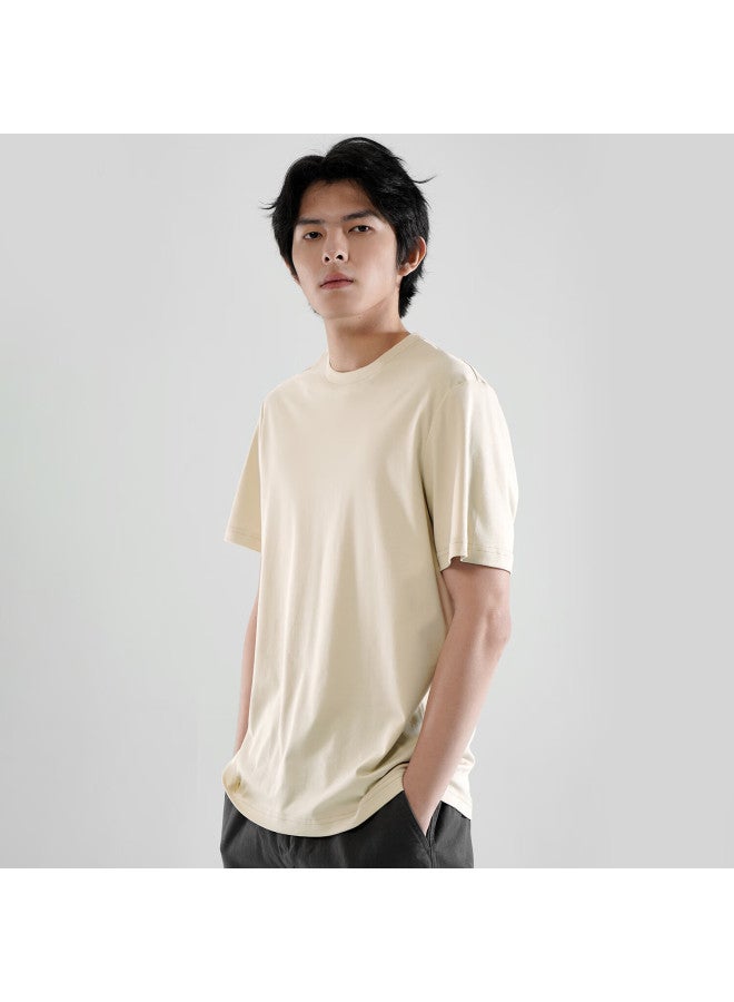 Markless Ammonia Soft Pure Cotton Men's T-shirt Summer Dry Short Sleeve Txb0635m Milk Tea Apricot Xxxl - Image 2