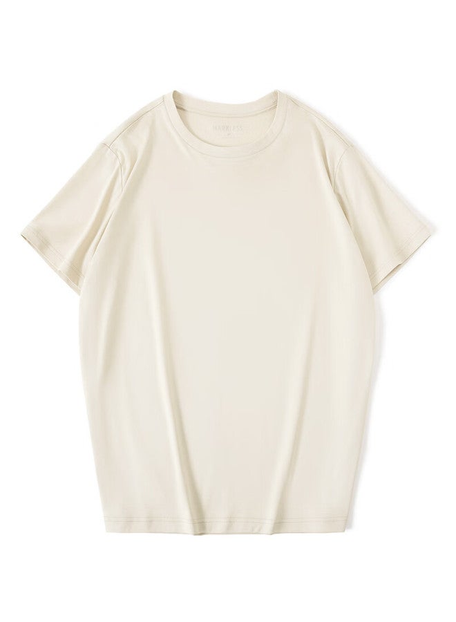 Markless Ammonia Soft Pure Cotton Men's T-shirt Summer Dry Short Sleeve Txb0635m Milk Tea Apricot Xxxl - Image 5
