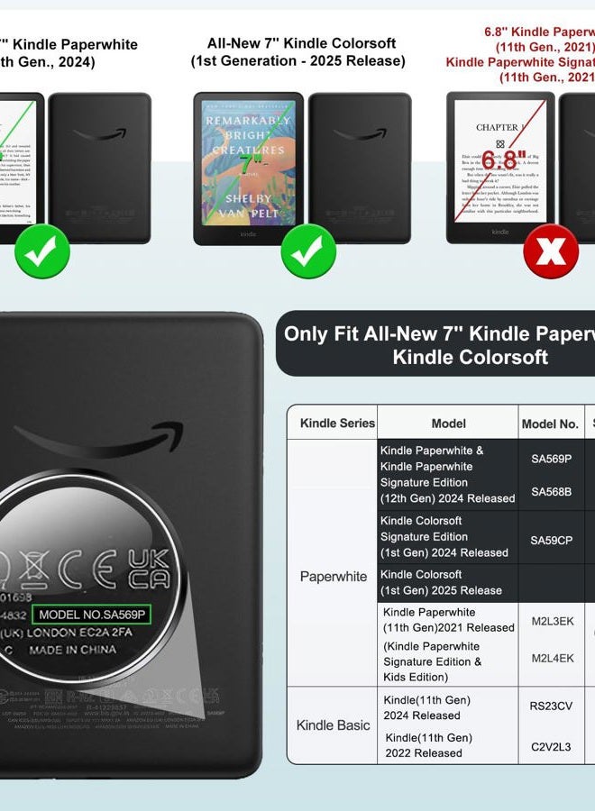 MoKo Detachable Magnetic Case for All-new 7" Kindle Paperwhite 12th Generation 2024 & Kindle Colorsoft 2024/2025,Ultra Clear Back Scratch-Proof Light & Shell Cover with Auto Wake/Sleep, Jade Green - Image 2