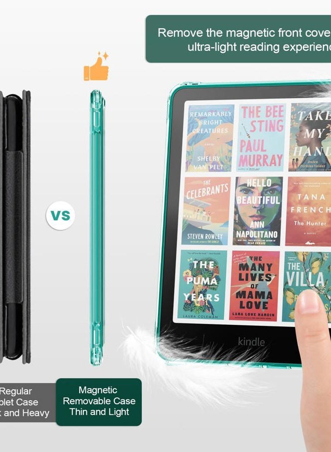 MoKo Detachable Magnetic Case for All-new 7" Kindle Paperwhite 12th Generation 2024 & Kindle Colorsoft 2024/2025,Ultra Clear Back Scratch-Proof Light & Shell Cover with Auto Wake/Sleep, Jade Green - Image 4