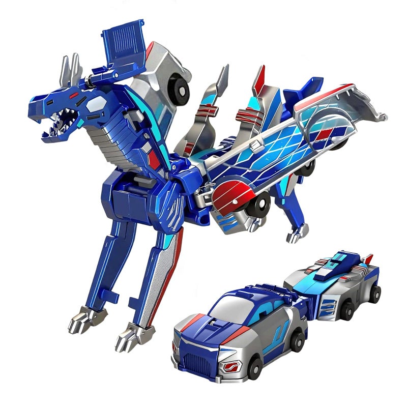 Fogsea Collision Transforming Dinosaur Car Toy 2in1 Magnetic Cars Convert to Dinosaur Robot CrashActivated Deformation Toy No Battery Needed Valentines Day Birthday Gift for Boys Girls Age 312 Blue - Image 3