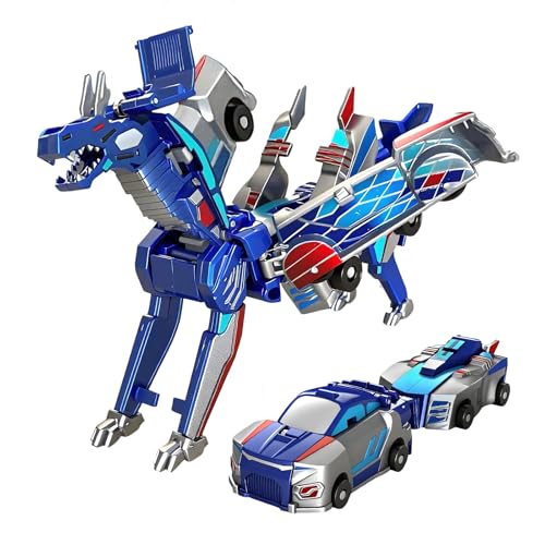 Fogsea Collision Transforming Dinosaur Car Toy 2in1 Magnetic Cars Convert to Dinosaur Robot CrashActivated Deformation Toy No Battery Needed Valentines Day Birthday Gift for Boys Girls Age 312 Blue - Image 1