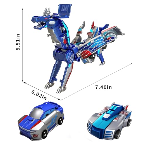 Fogsea Collision Transforming Dinosaur Car Toy 2in1 Magnetic Cars Convert to Dinosaur Robot CrashActivated Deformation Toy No Battery Needed Valentines Day Birthday Gift for Boys Girls Age 312 Blue - Image 5