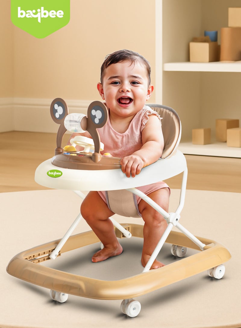 BAYBEE PIXORA Baby Walker for Kids, Foldable Kids Walker with 3 Position Adjustable Height & Musical Toy Bar Activity Walker for Toddlers, Kids Walker for Baby Boy Girl 6 to 18 Months Brown - Image 3