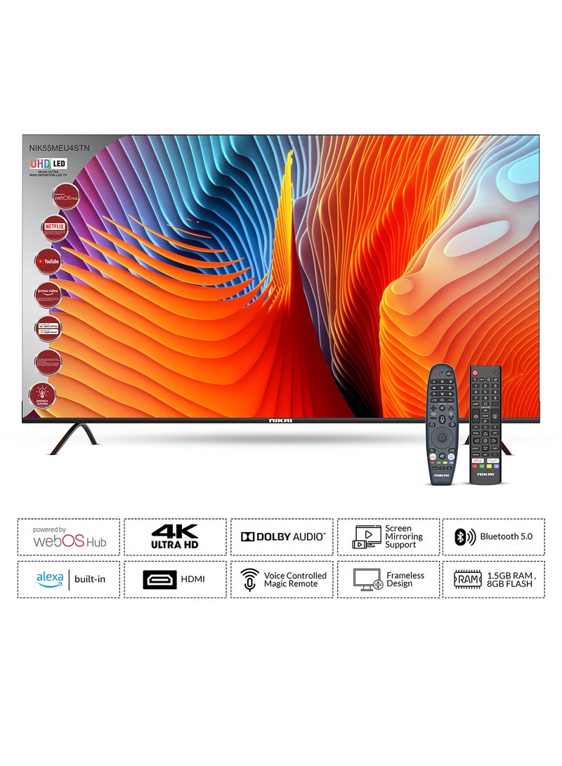 NIKAI 65 Inch UHD LED WebOS Smart Tv Platinum Series, Magic Remote, Cinema Screen Design 4K Ultra HDR, Dolby Audio, Smart Voice Control, Apps YouTube, Netflix, Shahid NIK65MEU4STN Grey - Image 2