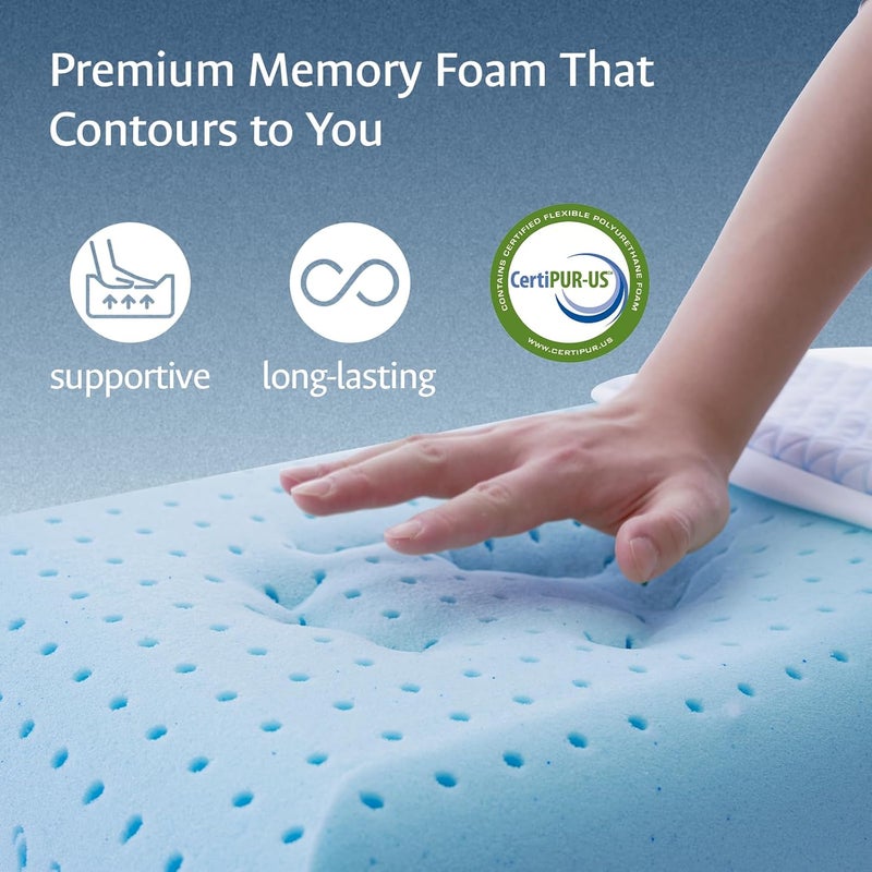 fulocean Cooling Gel Memory Foam Pillows for Sleeping Standard, Bamboo Rayon Bed Pillow for Back Side Sleeper,Firm Contoured Support Pillow for Neck Shoulder Pain Washable Breathable Cover College Dorm Twin XL - Image 4