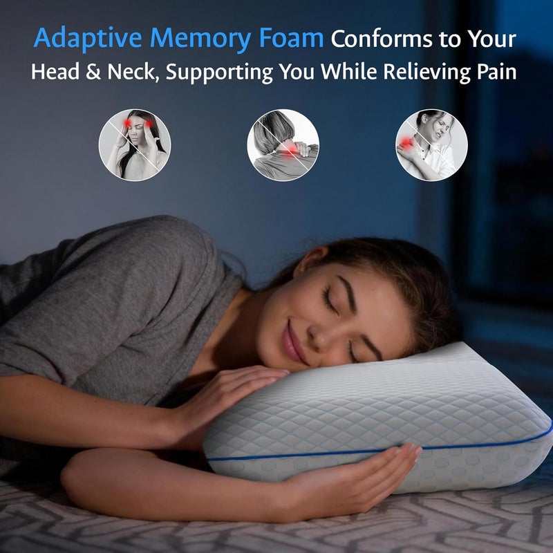 fulocean Cooling Gel Memory Foam Pillows for Sleeping Standard, Bamboo Rayon Bed Pillow for Back Side Sleeper,Firm Contoured Support Pillow for Neck Shoulder Pain Washable Breathable Cover College Dorm Twin XL - Image 5