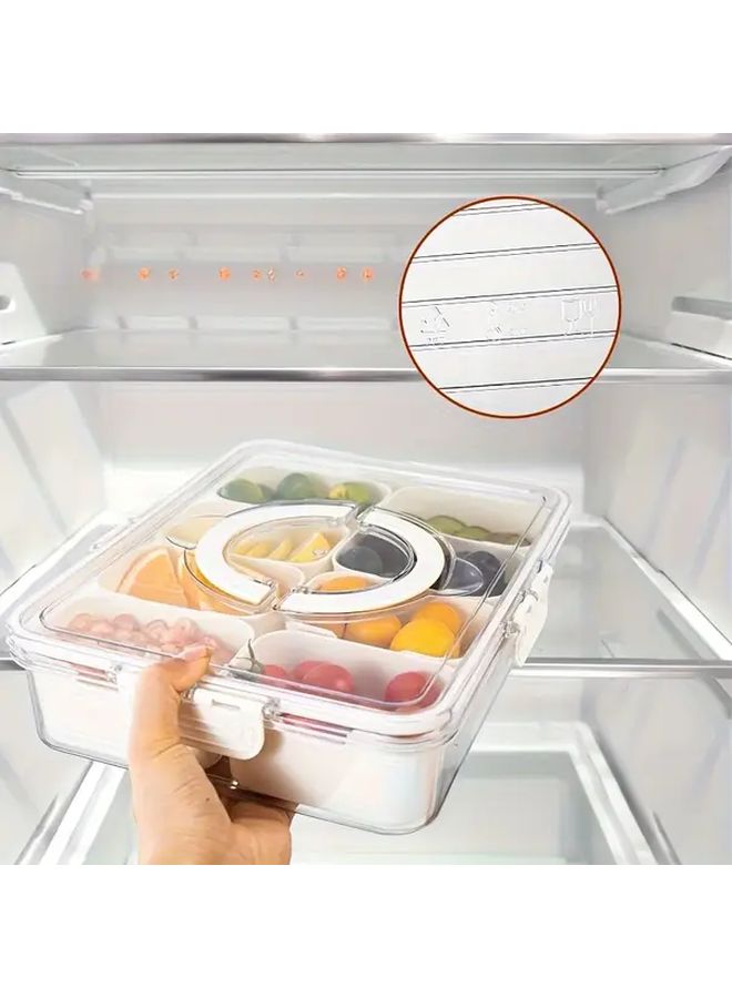 1pc PP Material Divided Tray Lunch Box With Dishwasher Safe Freshness Lid Large Capacity Travel Food Container For Takeaway Fruits Candies Nuts Picnic Party School - Image 5