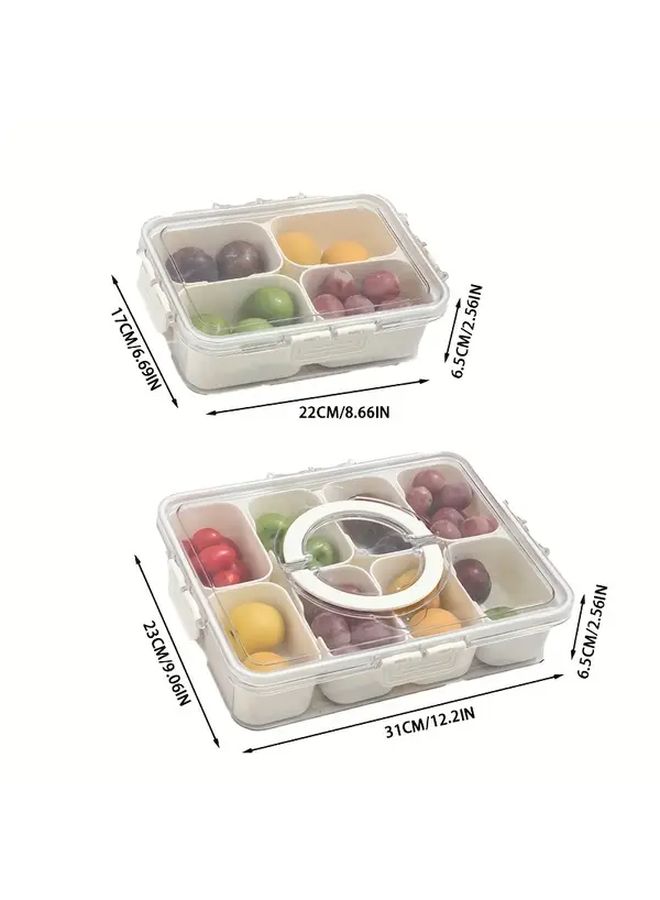1pc PP Material Divided Tray Lunch Box With Dishwasher Safe Freshness Lid Large Capacity Travel Food Container For Takeaway Fruits Candies Nuts Picnic Party School - Image 3