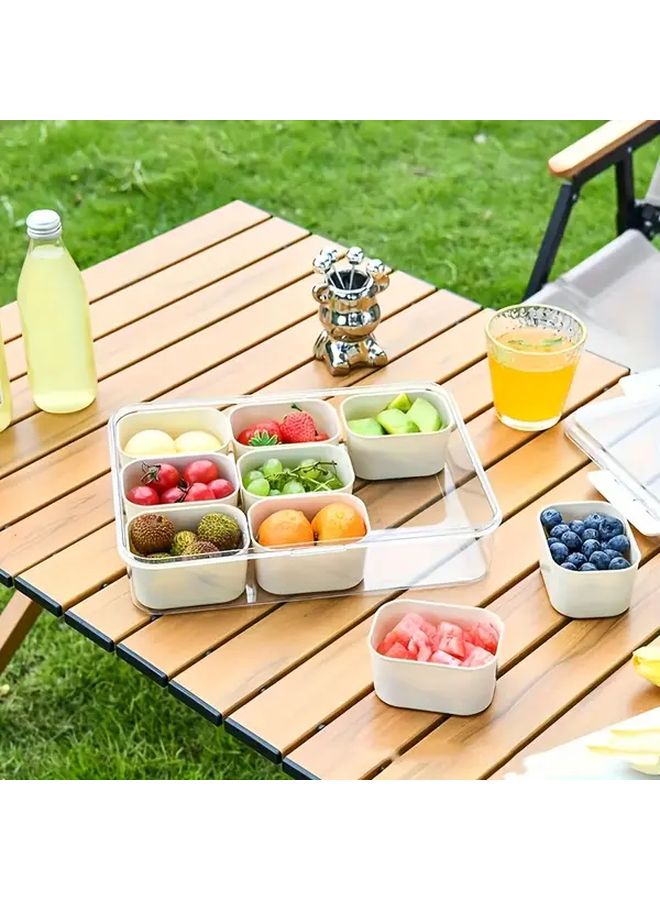 1pc PP Material Divided Tray Lunch Box With Dishwasher Safe Freshness Lid Large Capacity Travel Food Container For Takeaway Fruits Candies Nuts Picnic Party School - Image 2