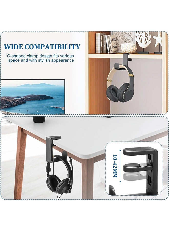 3 in 1 PC Gaming Headset Controller Holder Headphone Stand with 360° Rotation Non Slip Desk Clamp 2 Controller Holders Universal Gaming Accessories Organizer - Image 5
