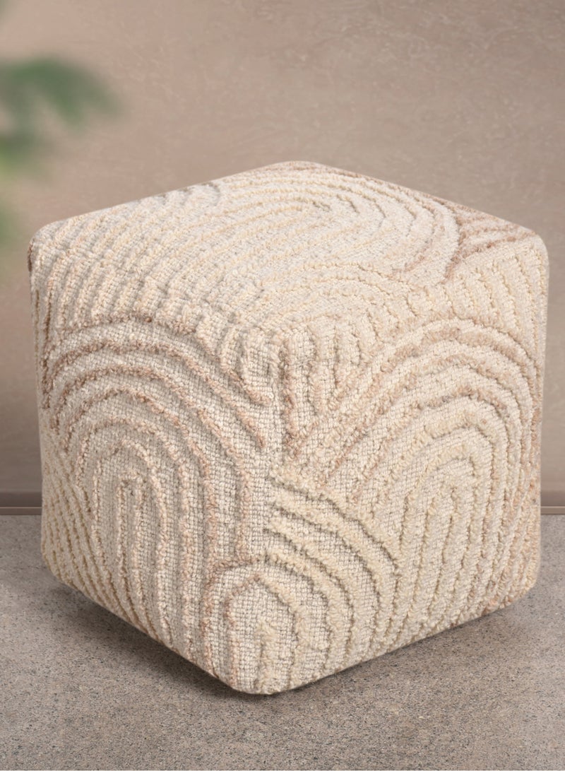 لوفت موروكا، بوف مربع، 40×40×40 سم، قماش، عاجي - Image 2