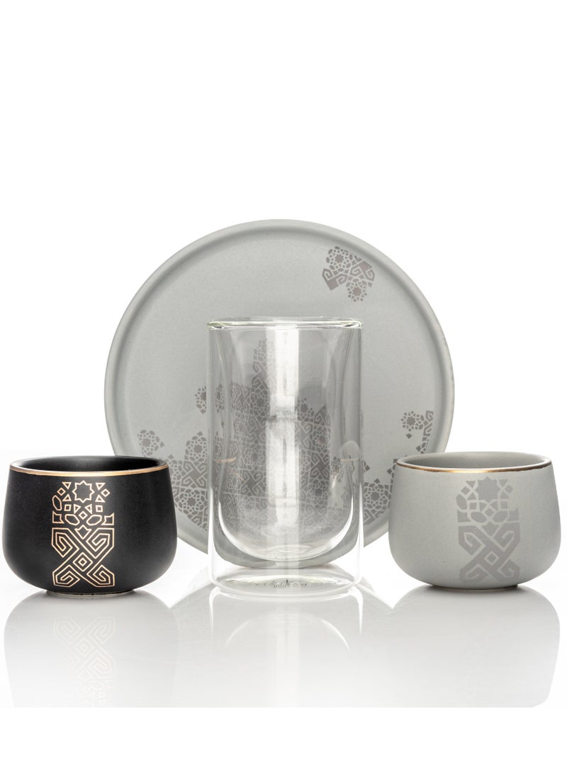 Dallaty 18 Pieces Arabic Tea and Coffee Set. SARAB Collection  - Image 1