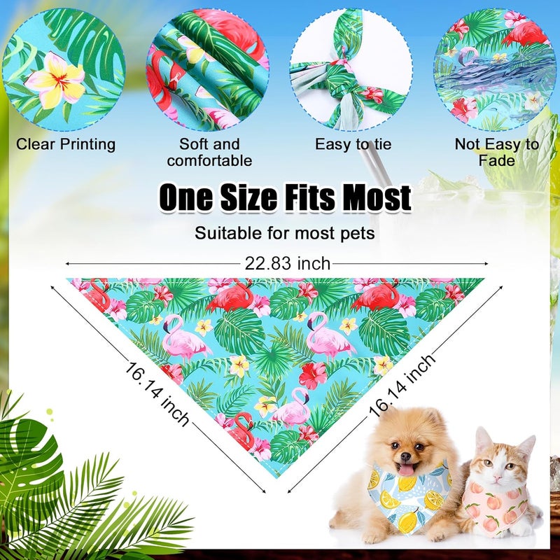 Reginary 180 Pcs Dog Bandanas Bulk Hawaiian Triangle Dog Scarfs Bib Bandanas Plaid Flamingo Pet Triangle Bibs Kerchief Adjustable Bandana for Pet Grooming Costume AccessoryFresh - Image 2