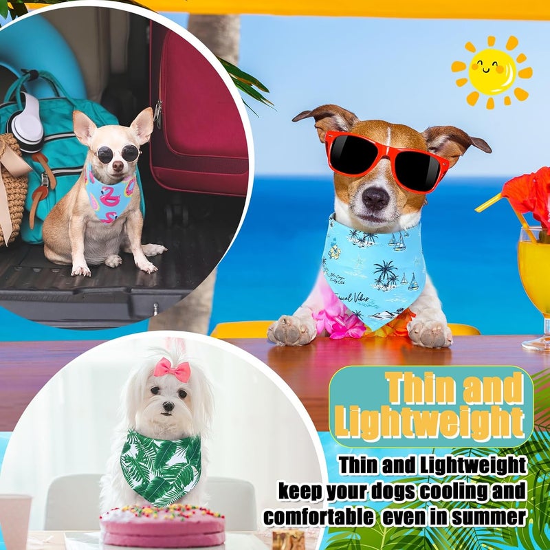 Reginary 180 Pcs Dog Bandanas Bulk Hawaiian Triangle Dog Scarfs Bib Bandanas Plaid Flamingo Pet Triangle Bibs Kerchief Adjustable Bandana for Pet Grooming Costume AccessoryFresh - Image 4