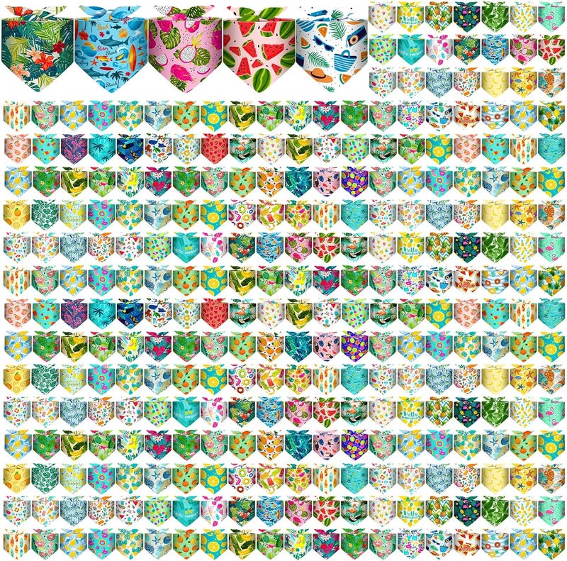 Reginary 180 Pcs Dog Bandanas Bulk Hawaiian Triangle Dog Scarfs Bib Bandanas Plaid Flamingo Pet Triangle Bibs Kerchief Adjustable Bandana for Pet Grooming Costume AccessoryFresh - Image 1
