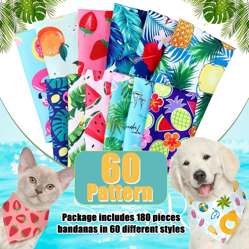 Reginary 180 Pcs Dog Bandanas Bulk Hawaiian Triangle Dog Scarfs Bib Bandanas Plaid Flamingo Pet Triangle Bibs Kerchief Adjustable Bandana for Pet Grooming Costume AccessoryFresh - Image 3