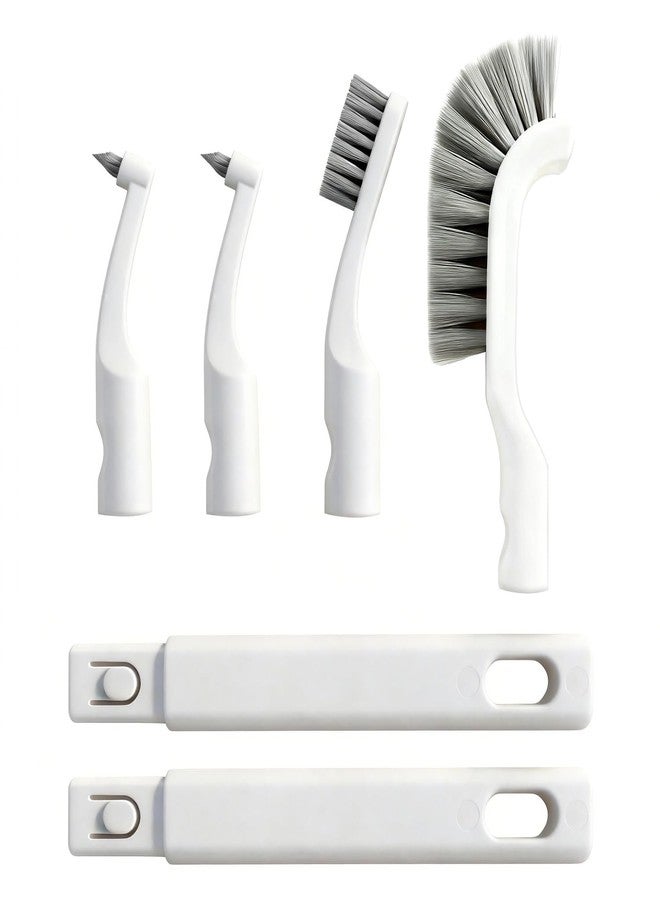 WECARLLE Crevice Cleaning Brush, Small Grout Cleaner Brush Tools with 4Pcs Repalceable Scrub Brushes & 2 Handles, Grout Cleaning Brushes Set for Home Kitchen Sink Bathroom Corner Window Groove Cup Teapot - Image 1