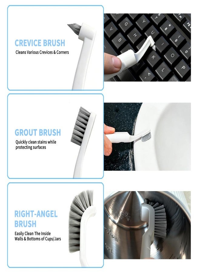 WECARLLE Crevice Cleaning Brush, Small Grout Cleaner Brush Tools with 4Pcs Repalceable Scrub Brushes & 2 Handles, Grout Cleaning Brushes Set for Home Kitchen Sink Bathroom Corner Window Groove Cup Teapot - Image 3