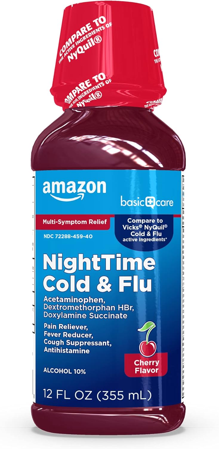 Care Night Time Cold Flu Liquid Cherry 12 fl oz Pack of 1 - Image 1