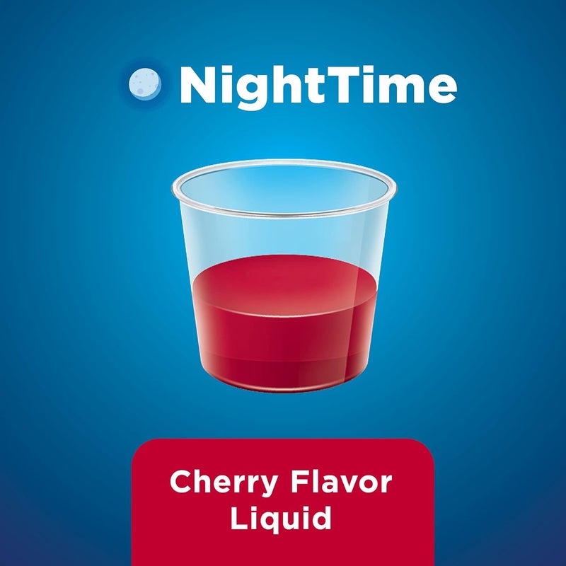 Care Night Time Cold Flu Liquid Cherry 12 fl oz Pack of 1 - Image 5