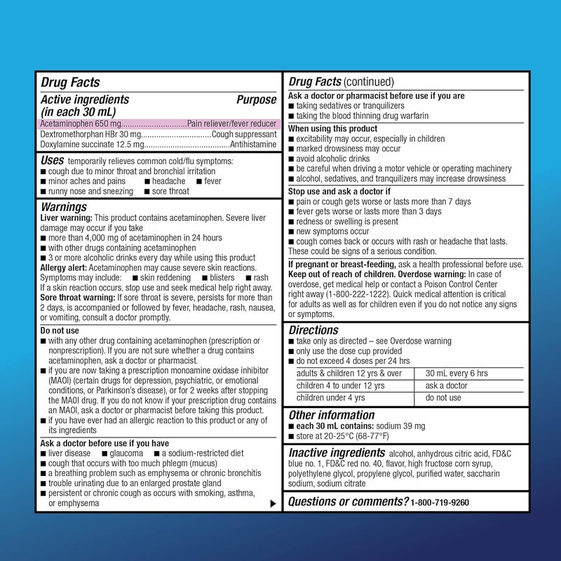 Care Night Time Cold Flu Liquid Cherry 12 fl oz Pack of 1 - Image 4
